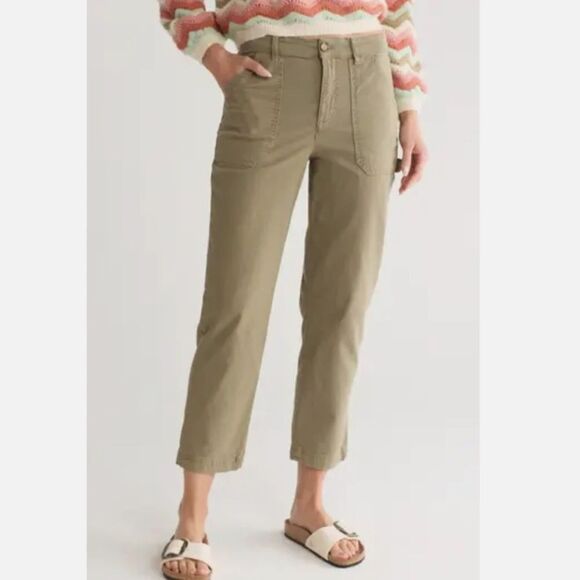 Marine Layer Olive Green Maya Utility Carpenter Mid Rise Slim Straight Pants 6 - Picture 2 of 7
